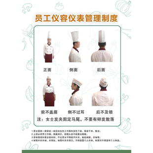 酒店餐厅厨房男女仪容仪表规范示意图墙贴纸挂图员管理制度