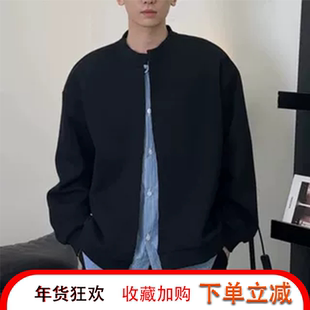 2026年新款假两件开衫卫衣男长袖春季休闲潮流上衣外套潮牌高级感