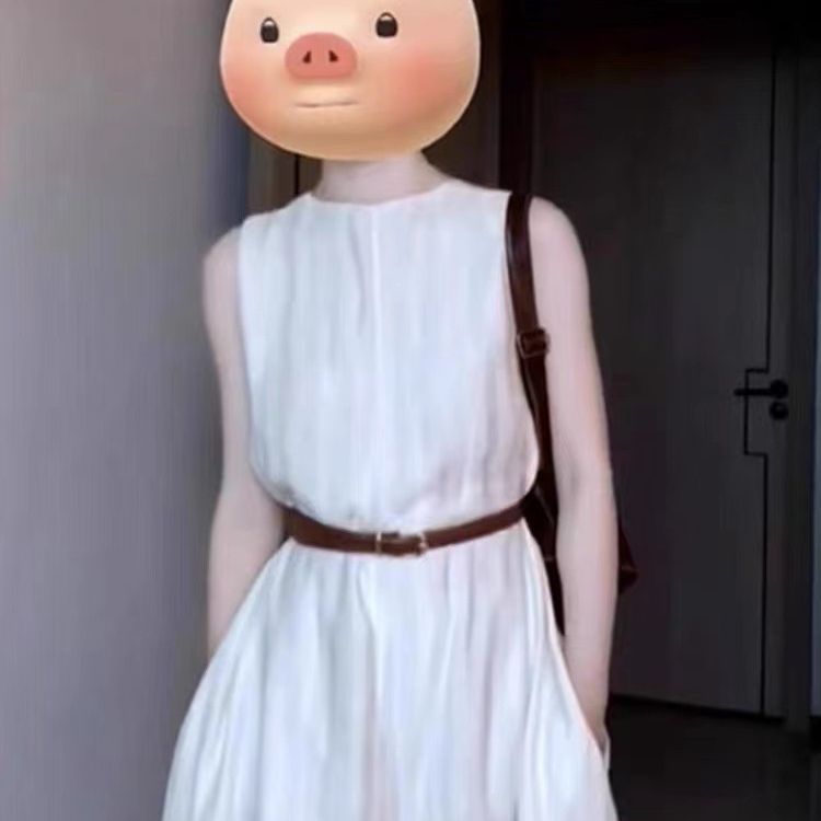 新款 夏季雪纺时尚女装夏季配腰带2025新款无袖背心百搭连衣裙子