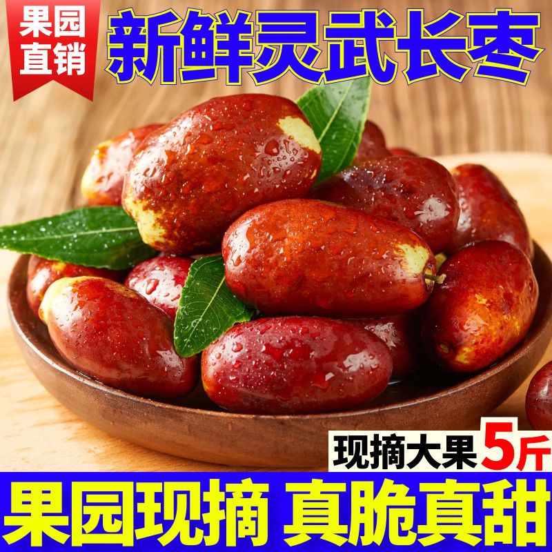 宁夏灵武长枣脆甜大红枣鲜枣当季水果红枣大枣孕妇枣子产地直供
