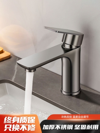 304 Stainless Steel Faucet for Washbasin, Stainless Steel Hot and Cold Bathroom Sink Faucet