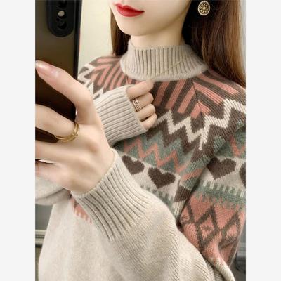 半高领洋气宽松毛衣女202
