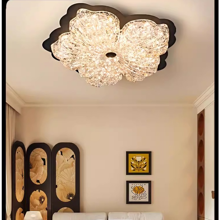 金箔花瓣卧室灯中古风吸顶房间灯