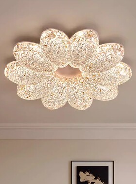 金箔树脂花瓣灯卧室吸顶灯意式极简吸顶灯智能全光谱护眼卧室灯具