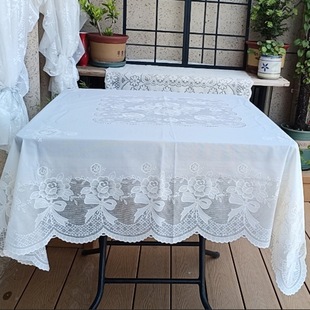 正方形桌布防水防油免洗防烫轻奢高级感餐桌布蕾丝台布八仙方桌布