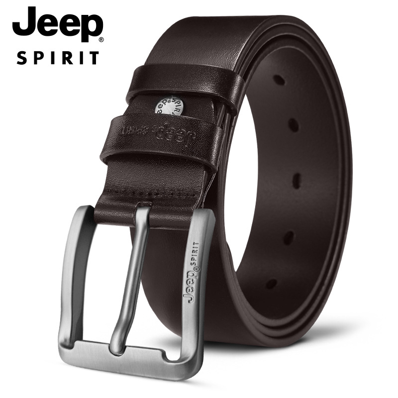 jeep皮带男真皮针扣头层真牛皮手工复古青年牛仔裤带休闲裤腰带软
