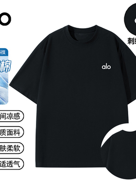alo fite官方奥特莱斯运动短袖T恤男女情侣装2025年新款刺绣上衣