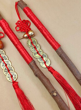 天然东南桃枝老桃树原木棍棒孕妇儿童老人夜晚防惊吓压惊随身护身