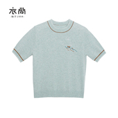 100%山羊绒 山水绣花半袖 女装 衣尚 套头衫
