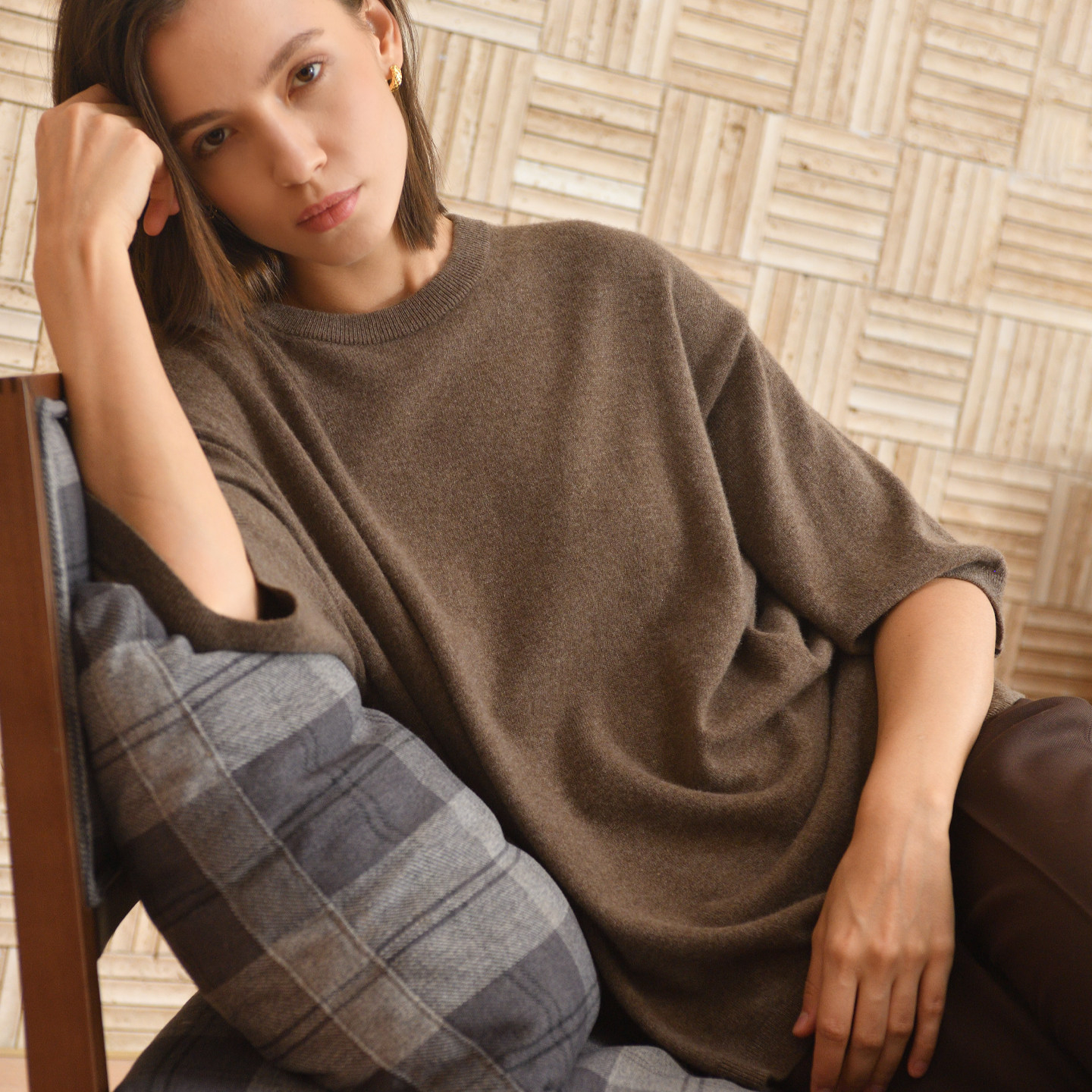 衣尚【100%山羊绒】圆领半袖上衣女装五分袖慵懒松弛款羊绒衫,女装/女士精品,羊绒衫,淘宝优惠券,粉丝福利购,淘宝优惠卷