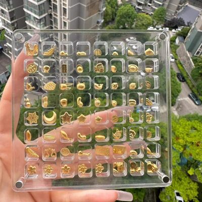 收纳盒豆g展示盒1盘一克金条透明罐豆瓶收纳金黄金首饰亚克力吊坠