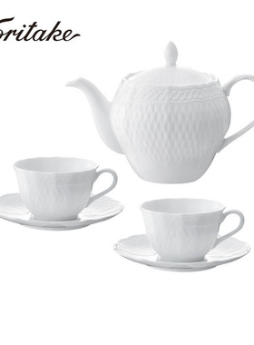 Noritake则武cher blanc日式简约白色咖啡杯子茶具下午茶杯碟套装
