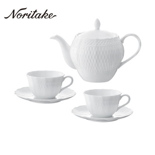 Noritake则武cher blanc日式简约白色咖啡杯子茶具下午茶杯碟套装