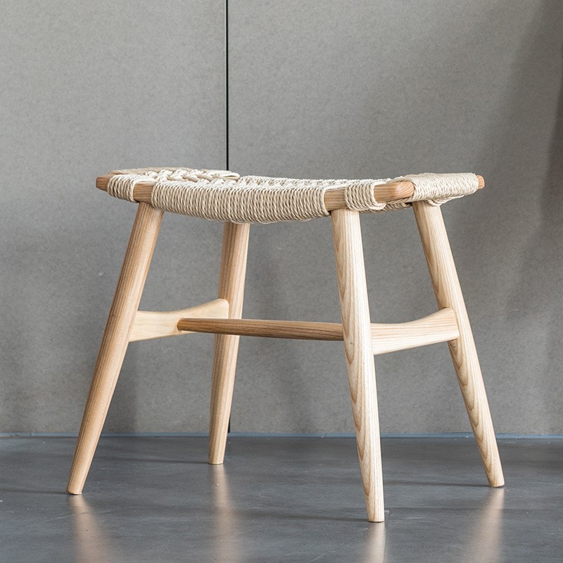 北欧实木编绳换鞋凳凳简约现代化妆凳餐厅小凳子小户型餐凳脚蹬