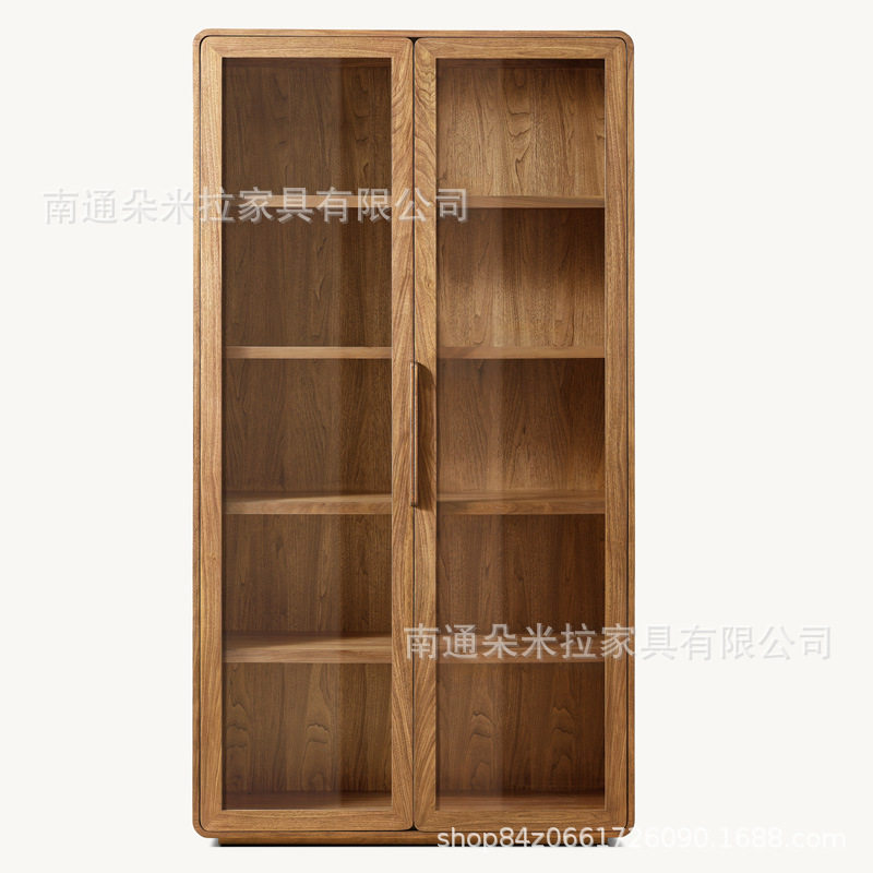 RH美式实木玻璃柜客厅简约复古展示柜餐具柜法式双门衣柜酒柜书柜