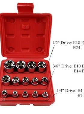 14PC bProfessional Sockets E4-E24 Torx Torque Bits Tools Set