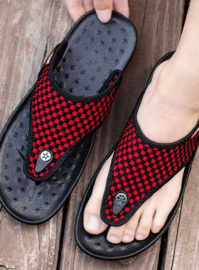 极速2021 Newh Summer Mens Flying Woven Flip-flops Casual An