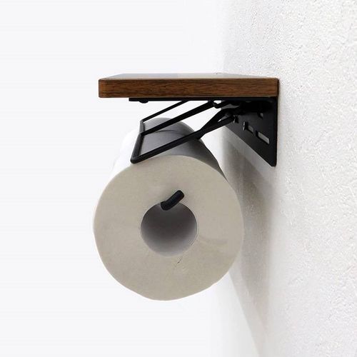 木质置物架墙面壁l挂式置物架卫生间厕纸铁钩简约卫生纸收纳架防