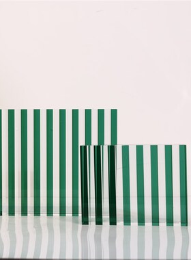 现代简约蓝色条纹几何方形水晶摆件家居装饰品Q茶几玄关床头柜摆