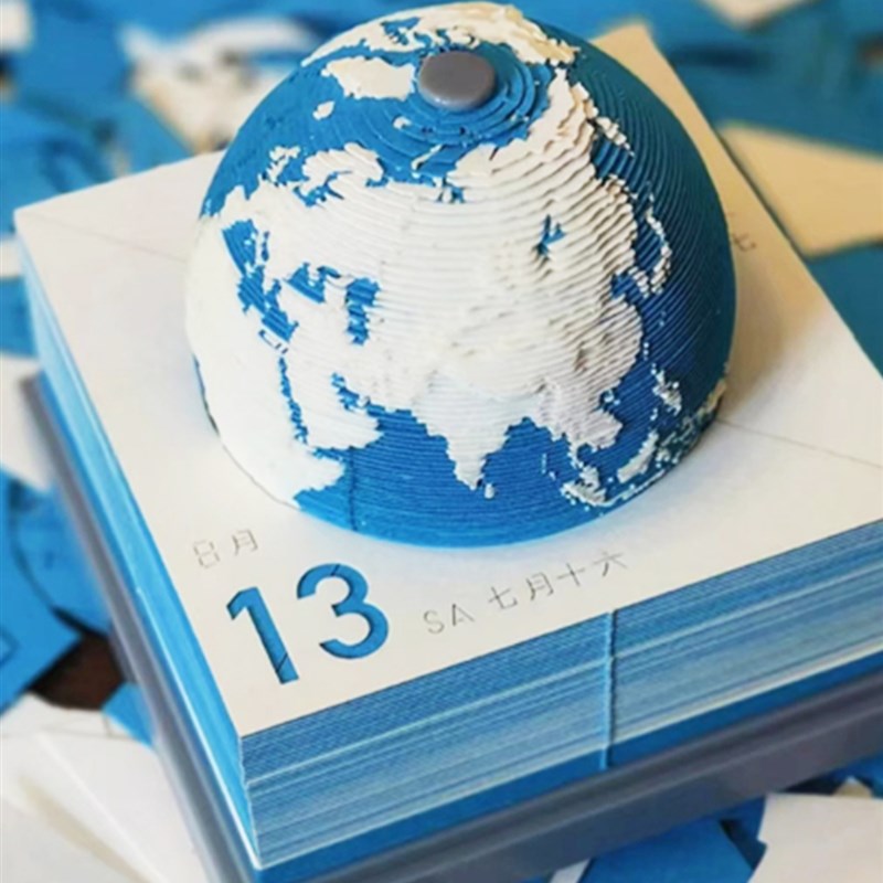 2025台历纸h志地球日历便利贴礼物男摆件手撕便签定制立体纸雕创