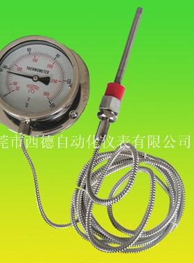 WTZ-280/100MM全不锈x钢带软管压力式温度计,线长3米,螺牙4分