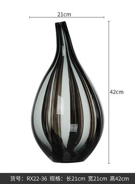 黑白西家居博水墨高档大肚小口玻璃花器家居软装X饰品客厅花瓶