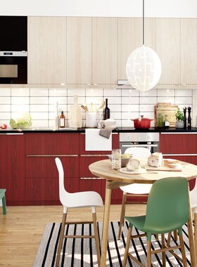 加厚防水自e粘墙纸家具门框桌面翻新红色木纹贴纸仿木实木纹纸壁