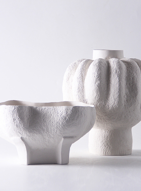 现代简约磨砂陶瓷插花器南瓜花瓶摆件设计师创意北欧X家居果盘饰