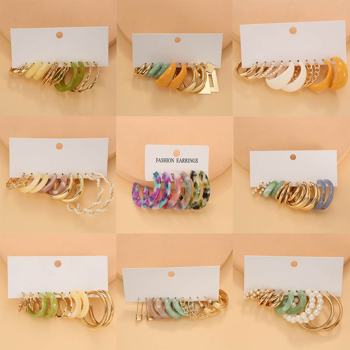 Best-selling acrylic alloy earrings hollow pearl pendant耳圈