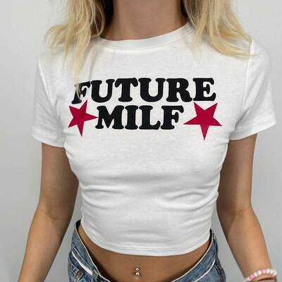 Future Milf cropped top women sexy party clothes露脐短袖女