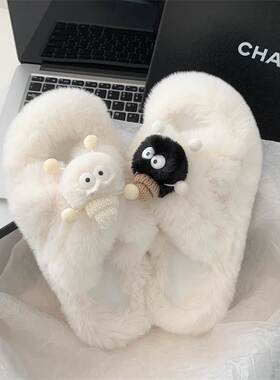 Winter Home Fur Slippers for women Warm Flats slipper 毛拖鞋