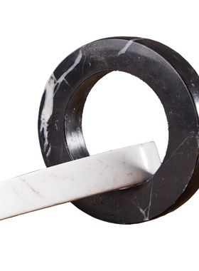 欧式大理石圆环摆件办公室桌面黑色白色圆扣样板T房售楼处软装饰