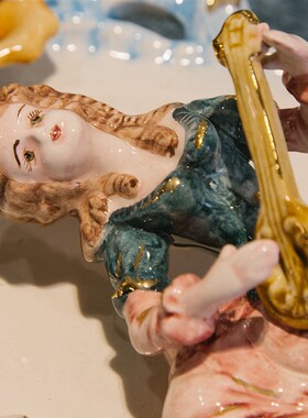 盘子装饰墙挂盘家居摆设欧式小奢华手A绘浮雕capodimonte创意摆件