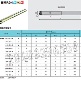 株洲R12c.5彷形圆球头铣刀杆BMR04-025-G25-M/L装ZOHX2506-GF/GM
