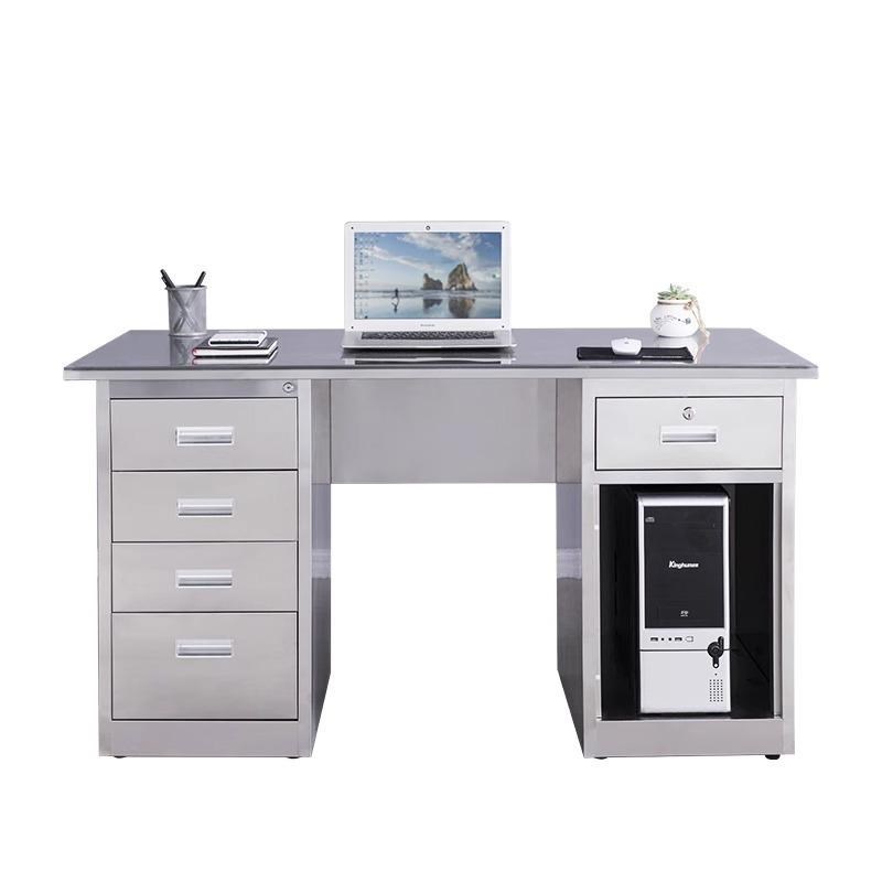 304不锈钢办公桌o带抽屉操作台诊疗桌实验室工作台书桌电脑桌