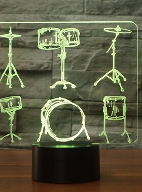 Drum Sedt 3D LED Lamp 7 Color Change Remote Touch Switch SB
