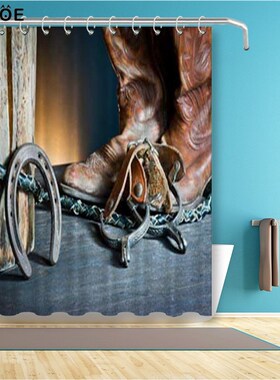Vintage Cowboky Bathroom Curtain Retro Pasture Waterproof Sh