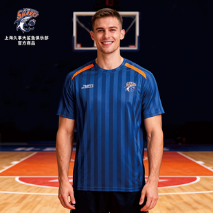 【官方正版】上海久事大鲨鱼俱乐部 | 深蓝拼色T恤运动休闲短袖