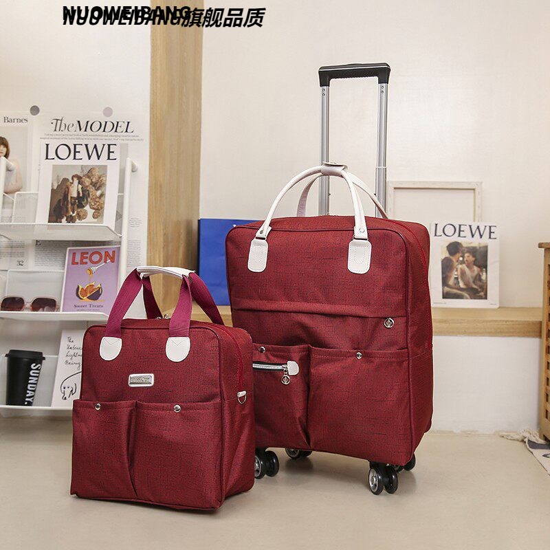 拉杆包旅行包大容量手提短途行李袋女轻便折叠登机软箱简约双肩包