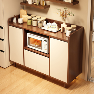 实木餐边柜靠墙一体储物柜子厨房整体橱柜客厅家用小型置物收纳柜