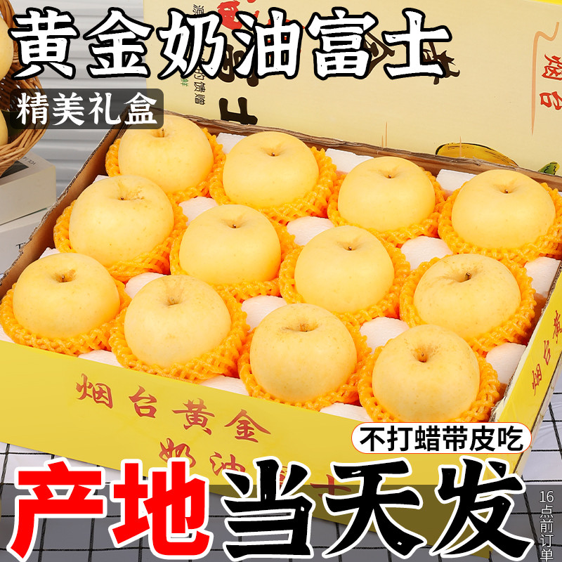 山东黄金奶油富士苹果新鲜10斤正宗烟台冰糖心应当季水果整箱栖霞