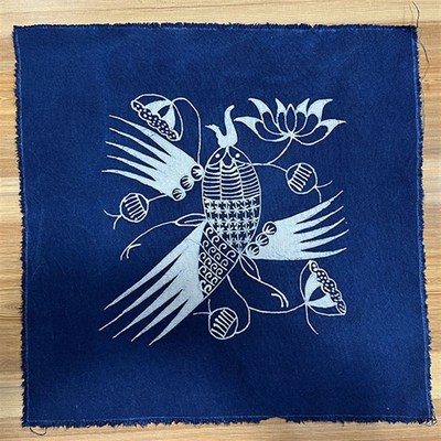 蜡染布艺手工植物染非遗传统x图案丹寨风格古法养缸染色贵州定制