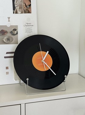 中古黑胶唱片钟挂钟客厅u办公室书桌桌面摆件酒柜书房书柜礼物
