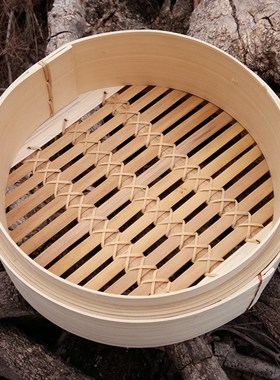 泗纶无胶水竹蒸笼k 二笼一盖家用A竹笼屉 绿色竹制厨具 送草垫包