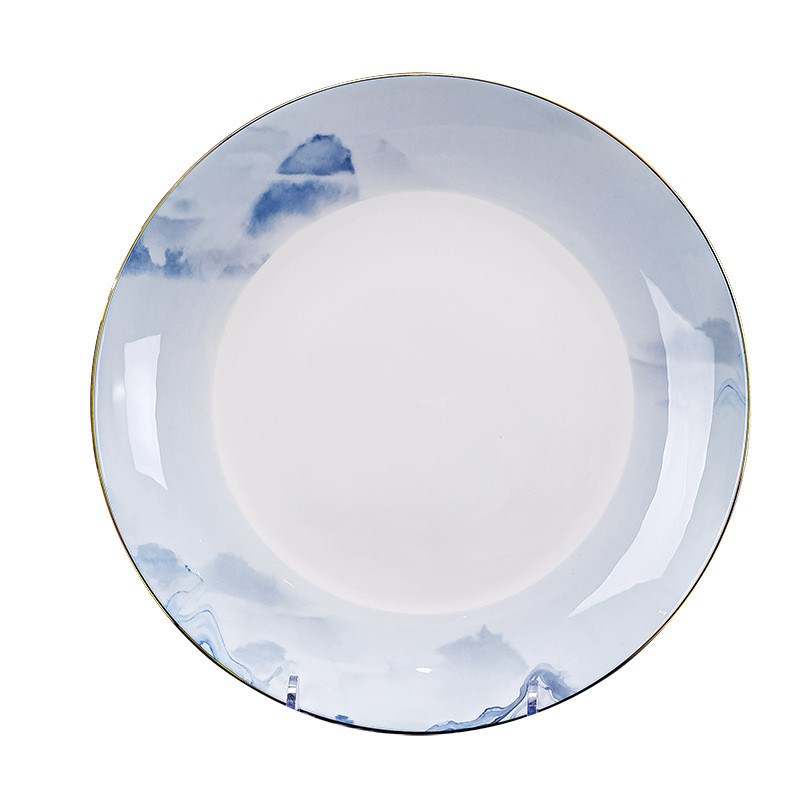 碗具套装景德镇陶瓷家用盘子套餐E碗碟金边简约碗筷骨瓷碟餐具