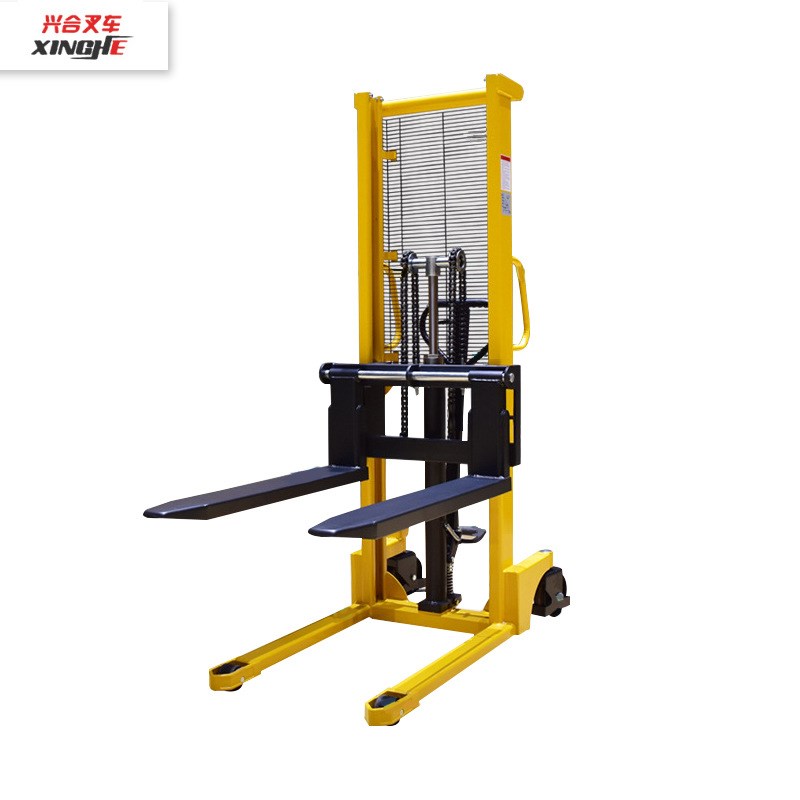 手动液压堆高车轻型升降叉车仓库手推升高车1吨P2吨 电动升高叉车