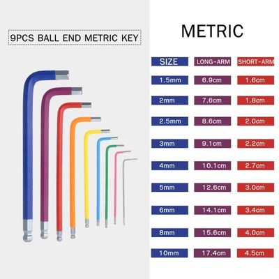 18PCS Multicolour L-Key Set Metric Star LLong Arm Ball End H
