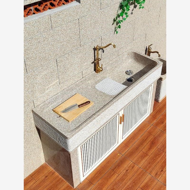 花园石头洗手盆别墅一体洗衣池天然大理石户外水S池台盆庭院操作