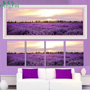 爆款精准印布爱情海十字绣四联画爱琴海十字绣客厅花草