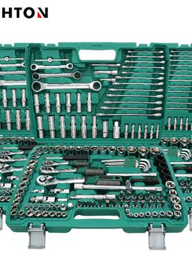 151件套铬钒钢汽修72齿快速棘轮扳手两用扳手接杆套筒工具套装